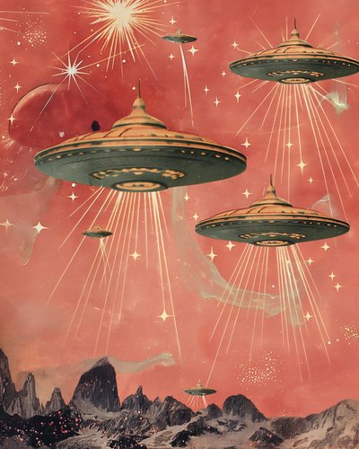 Retro Saucer Invasion by Samantha Hearn