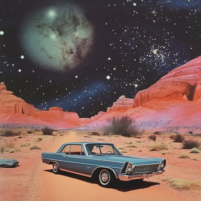 Vintage Car Cosmic Desert by Samantha Hearn