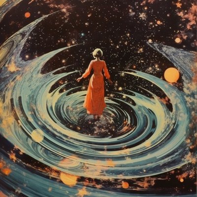 Woman In Cosmic Swirl by Samantha Hearn