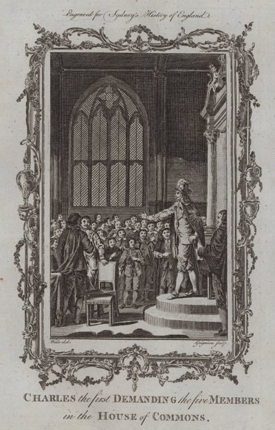 Charles the first Demanding the five Members in the House of Commons by Samuel (after) Wale