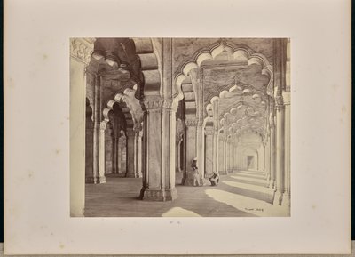 Agra; Interior of the Motee Musjid, Showing the Marble Saracenic Arches and Pillars by Samuel Bourne