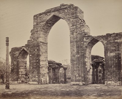 Delhi. Great Arch and Iron Pillar near the Qutub Minar, Ruins of Old Delhi by Samuel Bourne