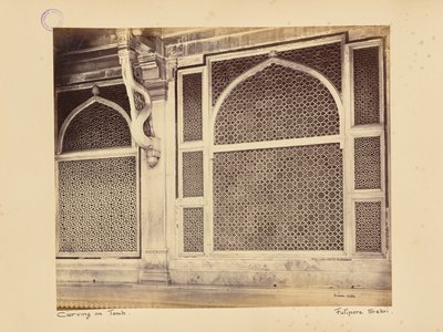 Fatehpur Sikri; Two of the Marbled Screens in the Tomb of Sheikh Salim Chishti by Samuel Bourne