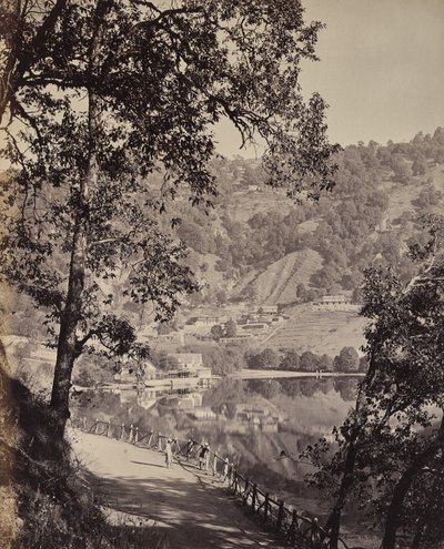 Hyree Lake. Hill Station in the Himalayas. View of Taj Lake with Assembly Rooms, Lhutse by Samuel Bourne