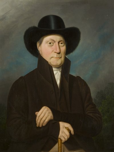 Portrait of a Man in a Beaver Hat by Samuel Colman