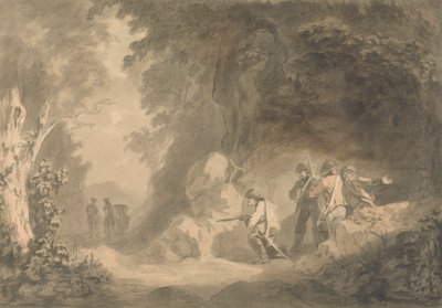 Continental Scene - Brigands in Ambush Awaiting a Coach by Samuel Davis