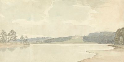 River Scene with a Country House in Distance by Samuel Davis