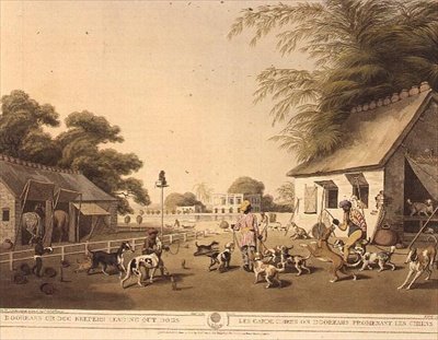 Dooreahs or Dog Keepers Leading Out Dogs, from Oriental Field Sports by Samuel Howett by Samuel Howett