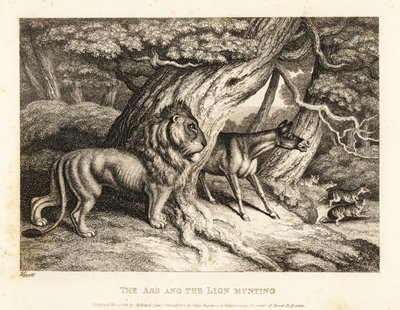 A Donkey Brays Loudly at Prey While Hunting with a Lion by Samuel Howitt