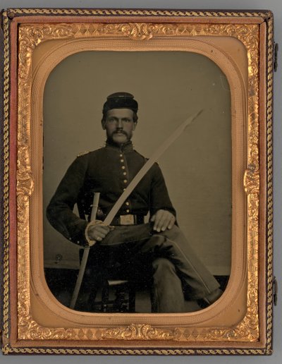 Untitled Portrait of a Seated Soldier with Sabre by Samuel J. Miller