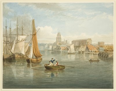 Looking up the Floating Harbour from Prince Street Bridge Showing Wapping and Redcliffe Parade by Samuel Jackson