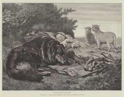 His First Visit to the Flock, in the Exhibition of the Institute of Painters in Oil-Colours by Samuel John Carter