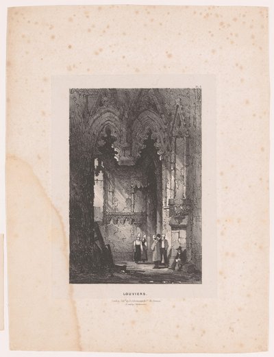 Interior of a Church in Louviers (series title) by Samuel Prout (attributed to)