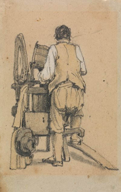 A Laborer Seen From Behind Operating a Machine by Samuel Prout