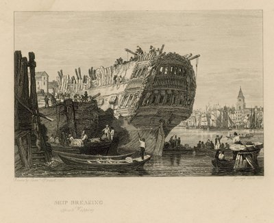 Ship breaking opposite Wapping by Samuel Prout