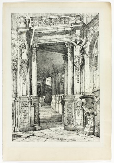 Zwinger Palace, Dresden, from Facsimiles of Sketches made in Flanders and Germany by Samuel Prout