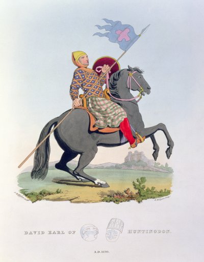 David, Earl of Huntingdon (1084-1153) 1120, engraved by Richard. H. Bridgens from Ancient Armour, written by the artist, 1824 by Samuel Rush Meyrick