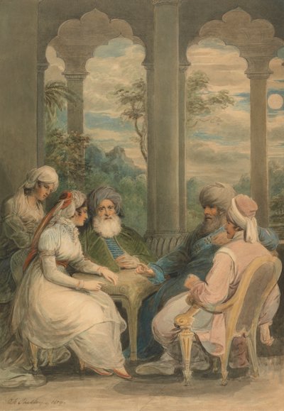 Prince Rasselas and His Sister Conversing in Their Summer Palace on the Banks of the Nile by Samuel Shelley