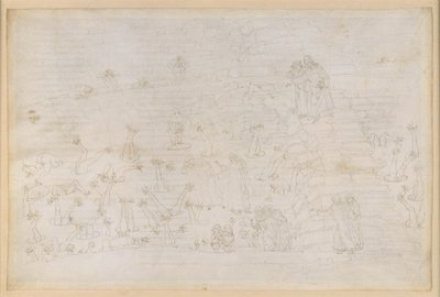 The Divine Comedy, Inferno XIX. Virgil and Dante in the Eighth Circle of Hell (Malebolge), 3rd Bolgia: Corrupt in Ecclesiastical Offices, Punishment of the Simoniacs by Sandro Botticelli