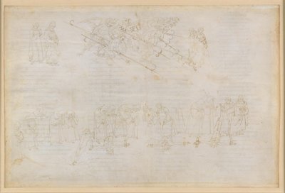 The Divine Comedy, Inferno XXIII. Virgil and Dante in the Eighth Circle of Hell (Malebolge), 6th Bolgia: Punishment of the Hypocrites by Sandro Botticelli