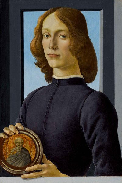 Portrait of a Young Man Holding a Medallion by Sandro Botticelli