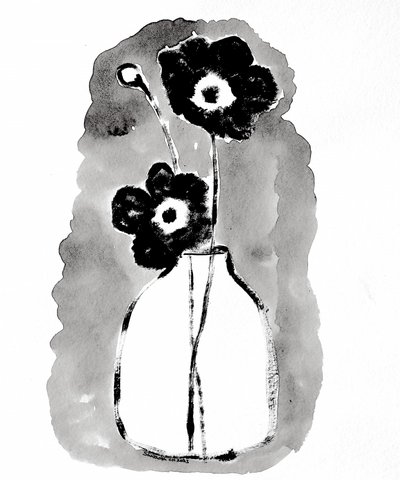 Dark Blooms In Vase by Santhosh ch