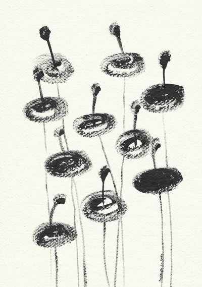 Delicate Charcoal Blooms by Santhosh ch