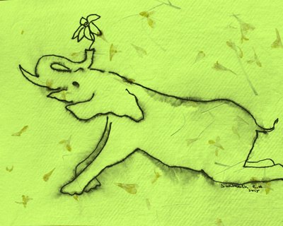 Happy Elephant With Flower by Santhosh ch