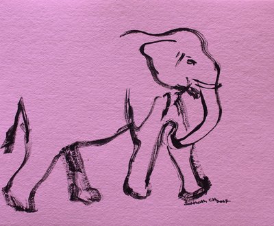 Pink Elephant Drawing by Santhosh ch