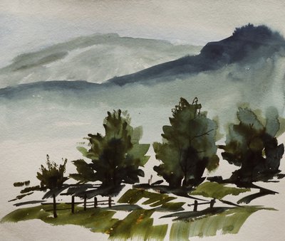 Serene Green Mountain Landscape by Santhosh ch