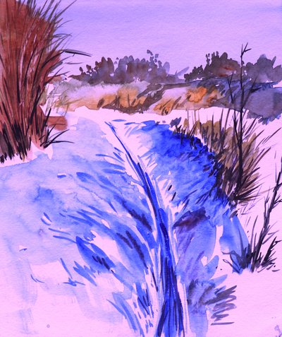 Snowy Winter Stream by Santhosh ch