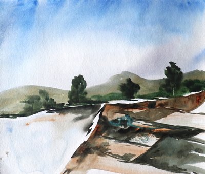 Watercolor Mountain Reflections by Santhosh ch