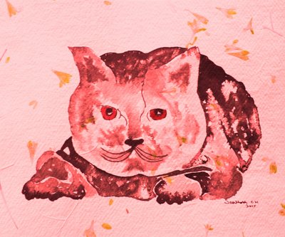 Whimsical Pink Cat by Santhosh ch