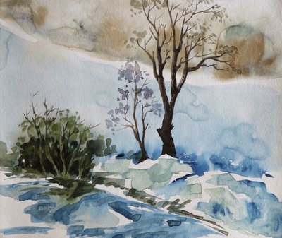 Winter River Serenity by Santhosh ch