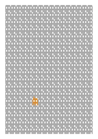 Grey Paper House Repeat Print, 2014 by Sarah Evans