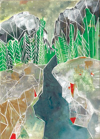 Geometric Mountain River by Sarah Fitzgerald