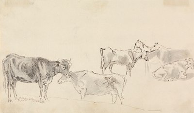 Study of cattle with horses in the background by Sawrey Gilpin