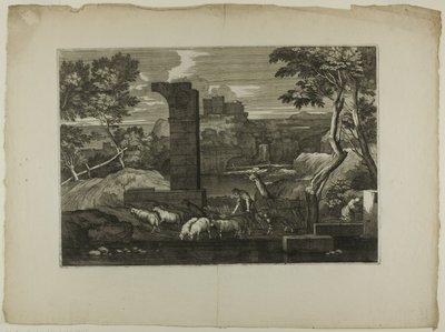 Landscape with a Shepherd and His Flock by Sébastien Bourdon