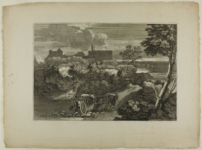 Two Carters Pushing Their Cart and Animals by Sébastien Bourdon