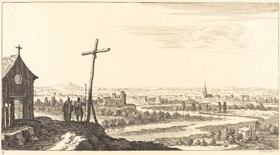 Landscape with Church and Town in Distance by Sébastien  Le Clerc I