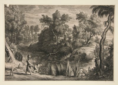 Two Women Taking Water from a Stream by Schelte Adams Bolswert