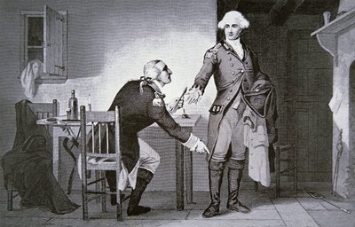American Traitor: General Benedict Arnold Instructing Andre to Hide Papers in His Boot Top by School American