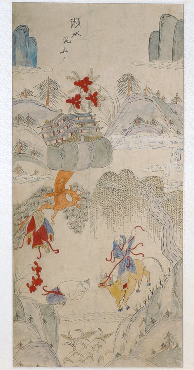 A Panel from an Eight Fold Screen Depicting Famous Stories of China by School Chinese
