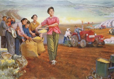 "Earth Filled with Spring", Propaganda Poster from the Chinese Cultural Revolution by School Chinese