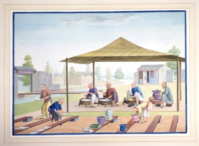 Workmen Applying the Glazes, c.1825 by School Chinese