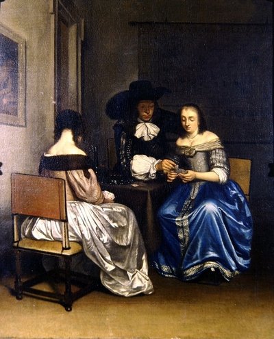 Interior Scene with Cards Players by School Dutch