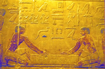Ancient Egypt, Wall carving/painting, Mastaba/Tomb of Ti, Saqqara, 5th Dynasty, Workmen polishing wood by School Egyptian