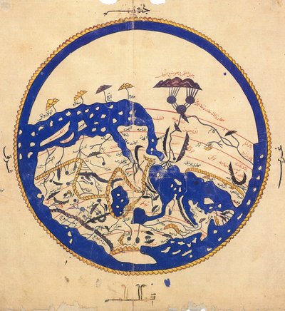 Copy of World Map by Muhammad al-Idrisi, c.1130 by School Egyptian