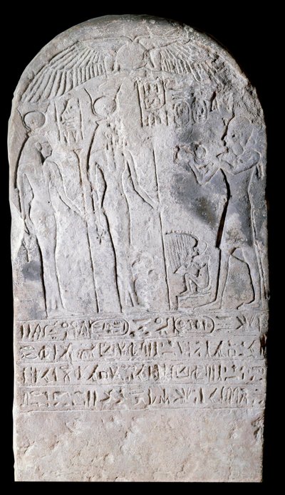 Stele of limestone representing a scene of offerings covered with hieroglyphs. Reign of Osorkon I (924-889 BC). 22nd dynasty Paris, Louvre Museum by School Egyptian