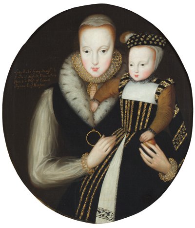 Portrait of Lady Catherine Grey and her son, Edward by School English